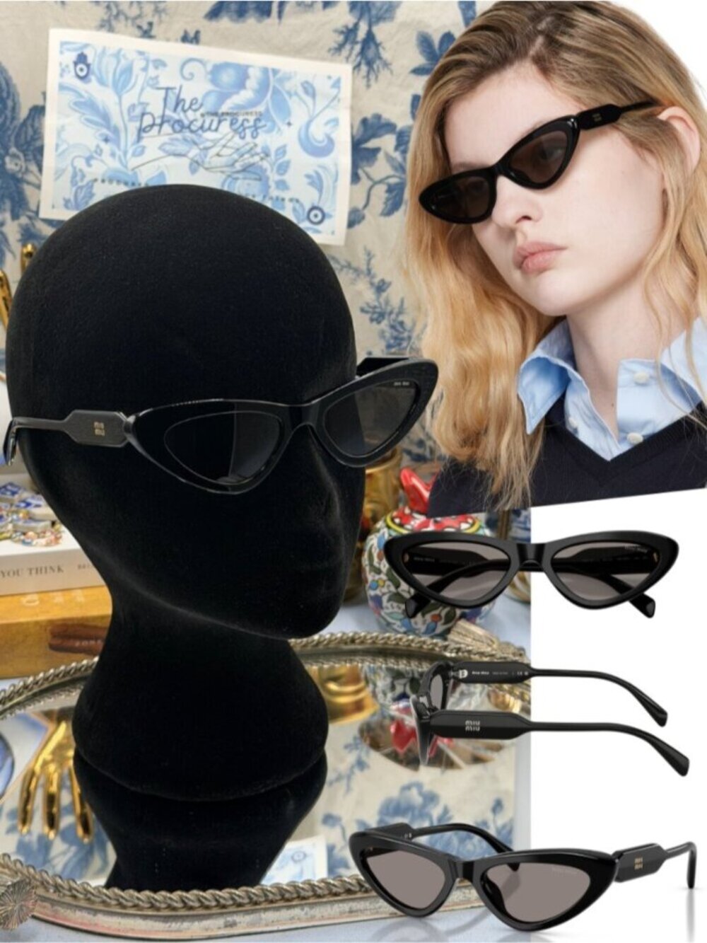 🆕 MIU MIU 🧿 NWOT MU B11SU 55MM Cat-Eye Sunglasses, Black Acetate